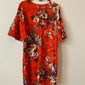 Coral dress with flower print